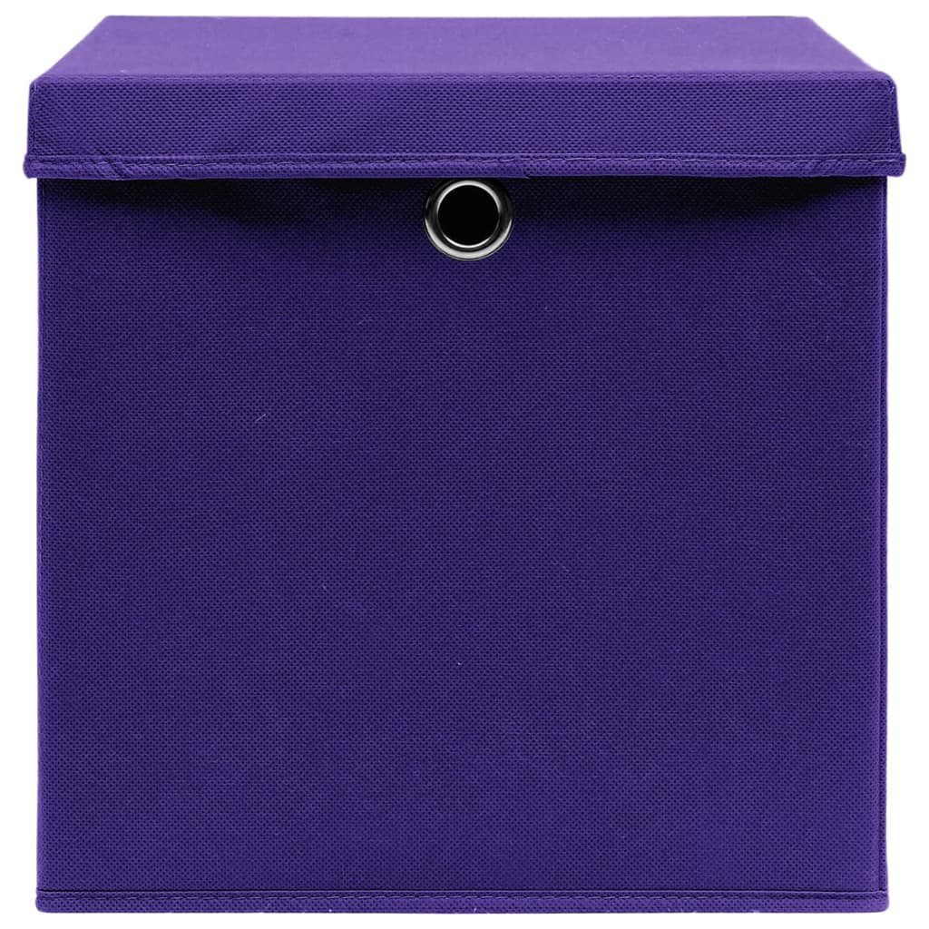 vidaXL uzglabāšanas kastes ar vāku, 4 gab., violetas, 28x28x28 cm