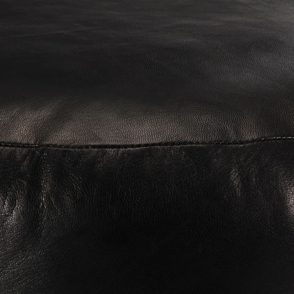 vidaXL pufs, melns, 60x30 cm, dabīgā kazas āda