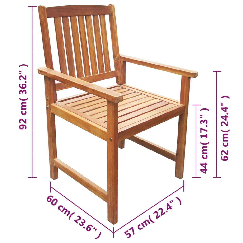 vidaXL dārza krēsli, 2 gab., akācijas masīvkoks, brūni