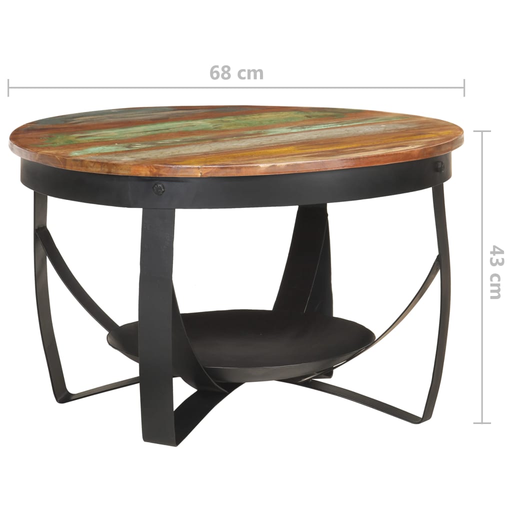 vidaXL kafijas galdiņš, Ø68x43 cm, pārstrādāts masīvkoks