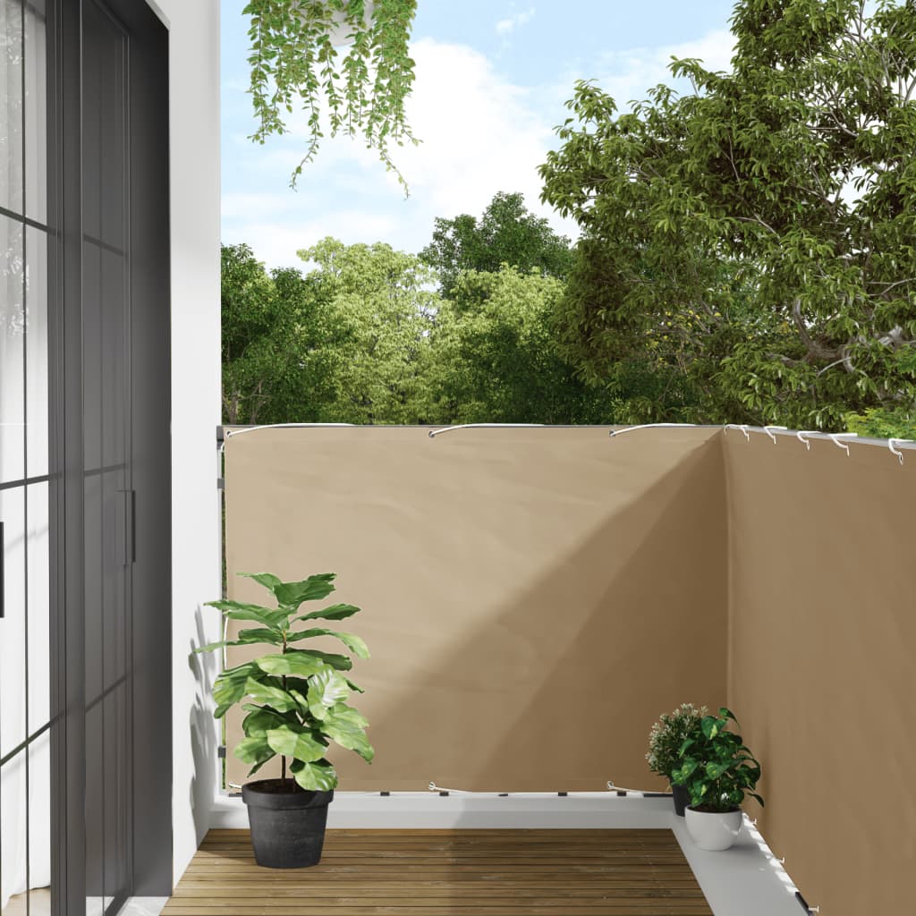 vidaXL balkona aizslietnis, bēšs, 120x400 cm, oksforda audums