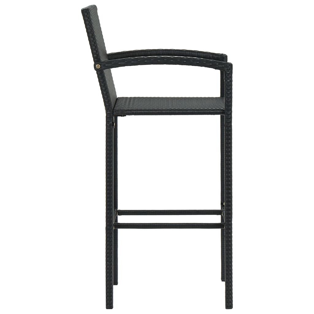 vidaXL bāra krēsli, 4 gab., melna PE rotangpalma