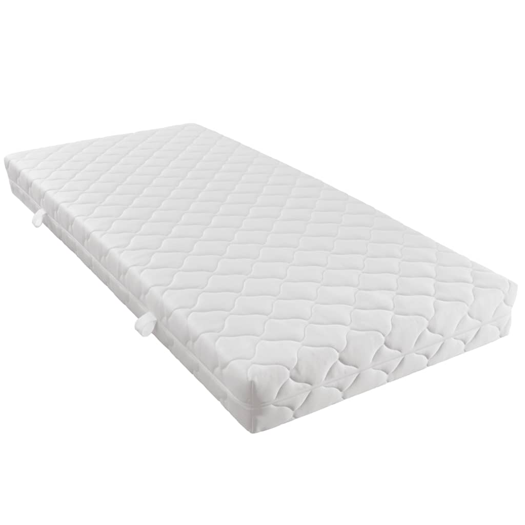 vidaXL gulta ar matraci, balta, 140x200 cm, mākslīgā āda