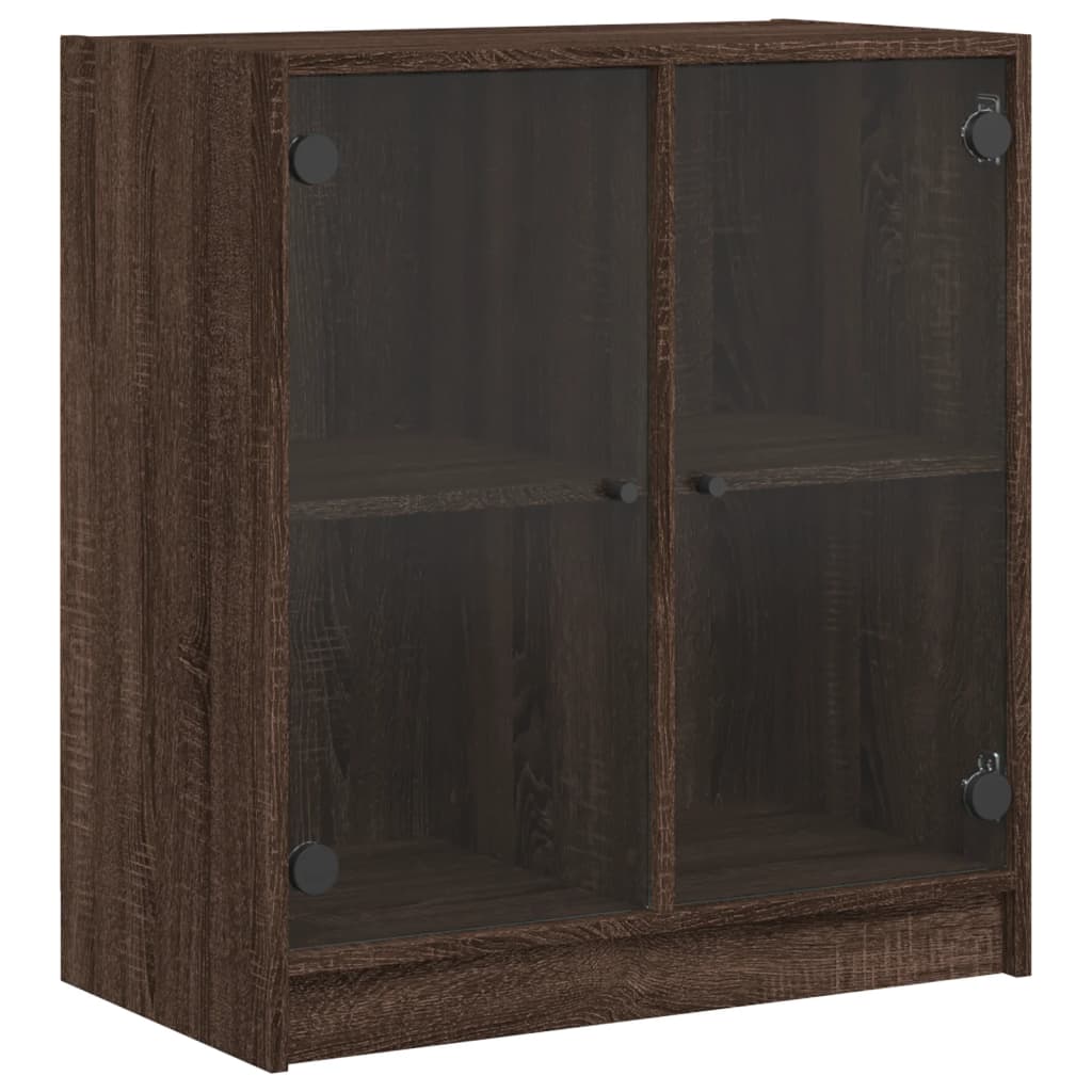 vidaXL skapītis ar stikla durvīm, brūna ozola, 68x37x75,5 cm