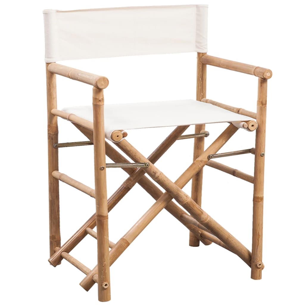 vidaXL režisora krēsli, 2 gab., saliekami, bambuss un audekls