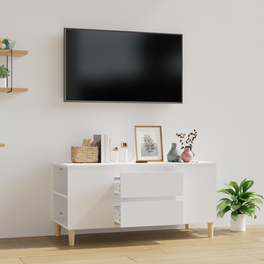 vidaXL TV skapītis, balts, 102x44,5x50 cm, inženierijas koks