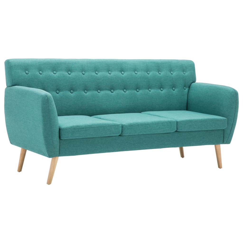 vidaXL dīvāns, trīsvietīgs, 172x70x82 cm, zaļa auduma apdare