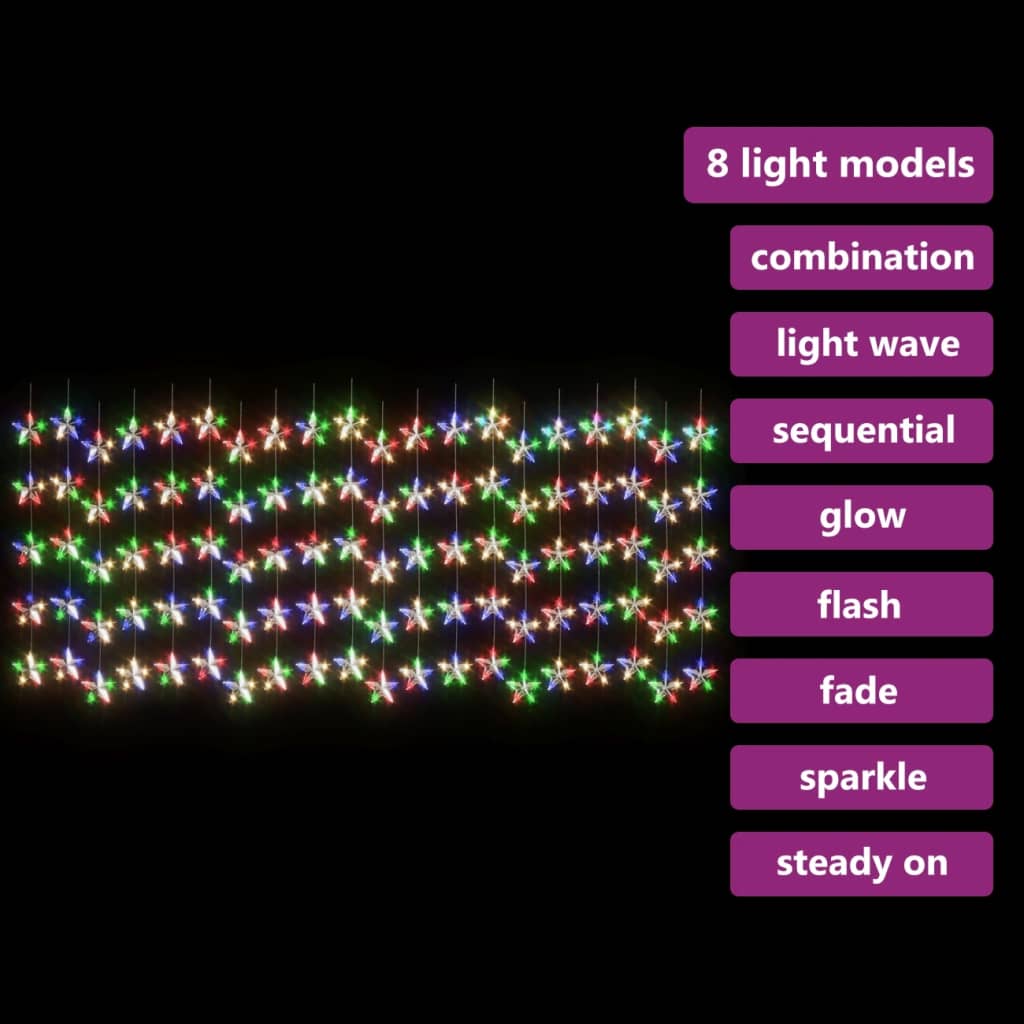 vidaXL LED lampiņu aizkars, 500 LED, krāsains, 8 funkcijas