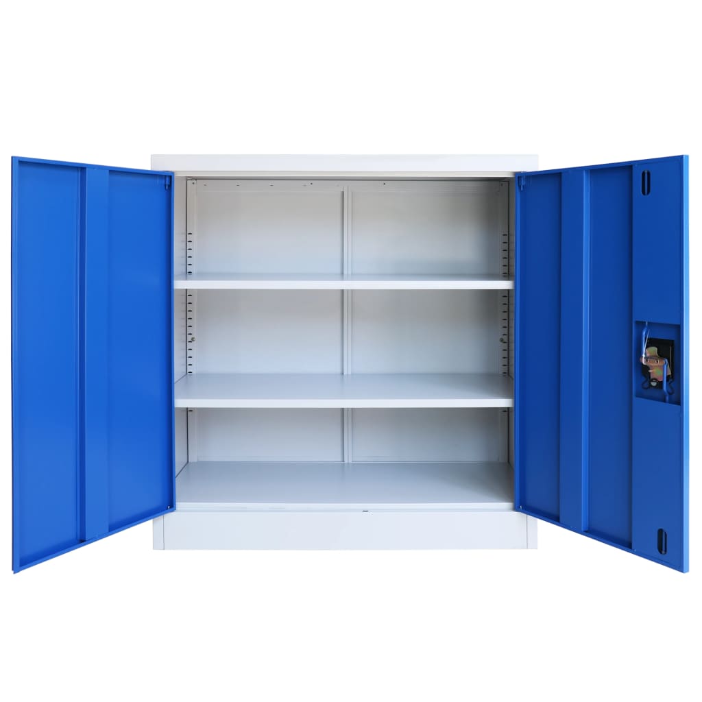 vidaXL biroja skapis, 90x40x90 cm, metāls, pelēks un zils