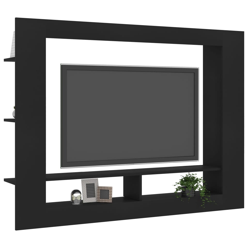 vidaXL TV skapītis, 152x22x113 cm, melna skaidu plāksne