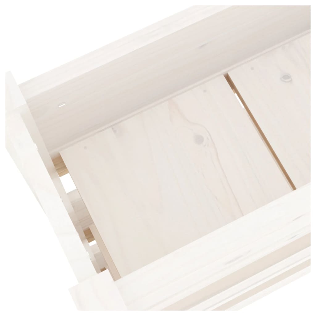 vidaXL puķu kaste, balta, 77x25x104,5 cm, priedes masīvkoks