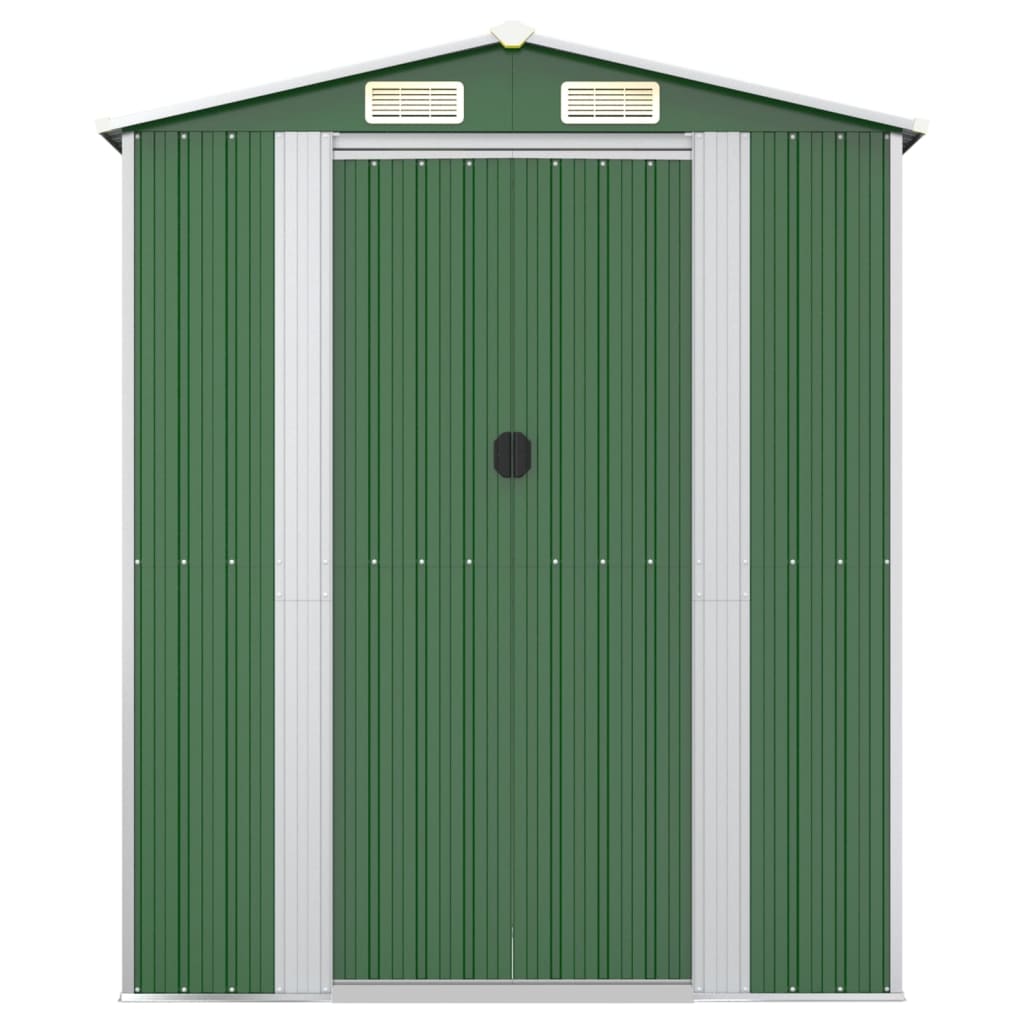 vidaXL dārza šķūnis, zaļš, 192x1021x223 cm, cinkots tērauds