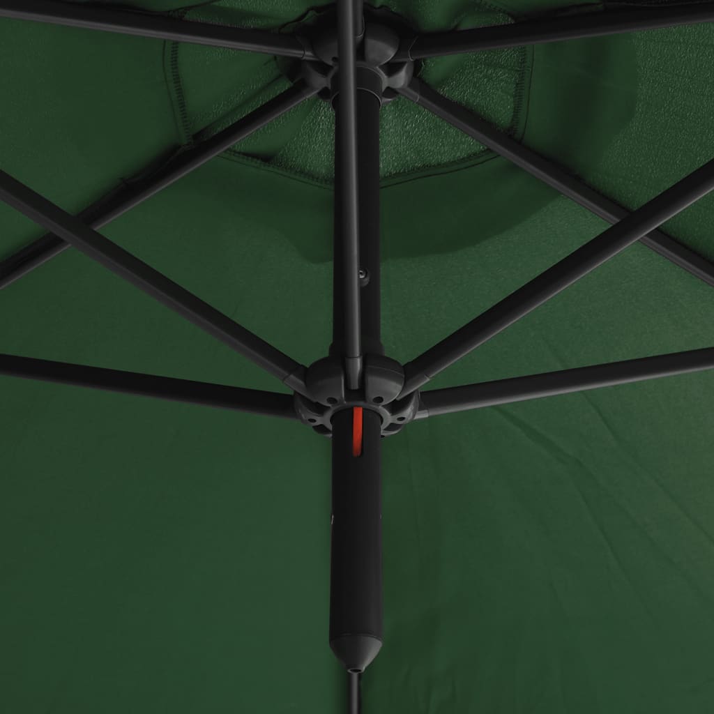 vidaXL dubultais saulessargs ar tērauda kātu, 600 cm, zaļš