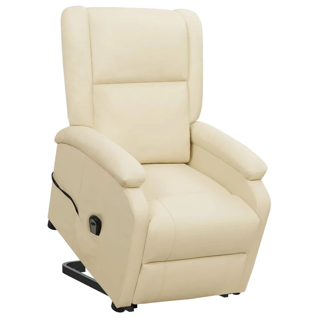 vidaXL atpūtas krēsls, paceļams, krēmkrāsas mākslīgā āda