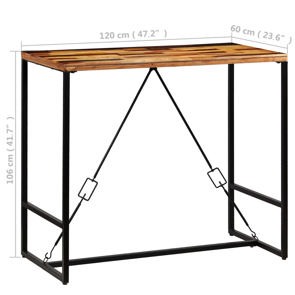 vidaXL bāra galds, 120x60x106 cm, pārstrādāts masīvkoks