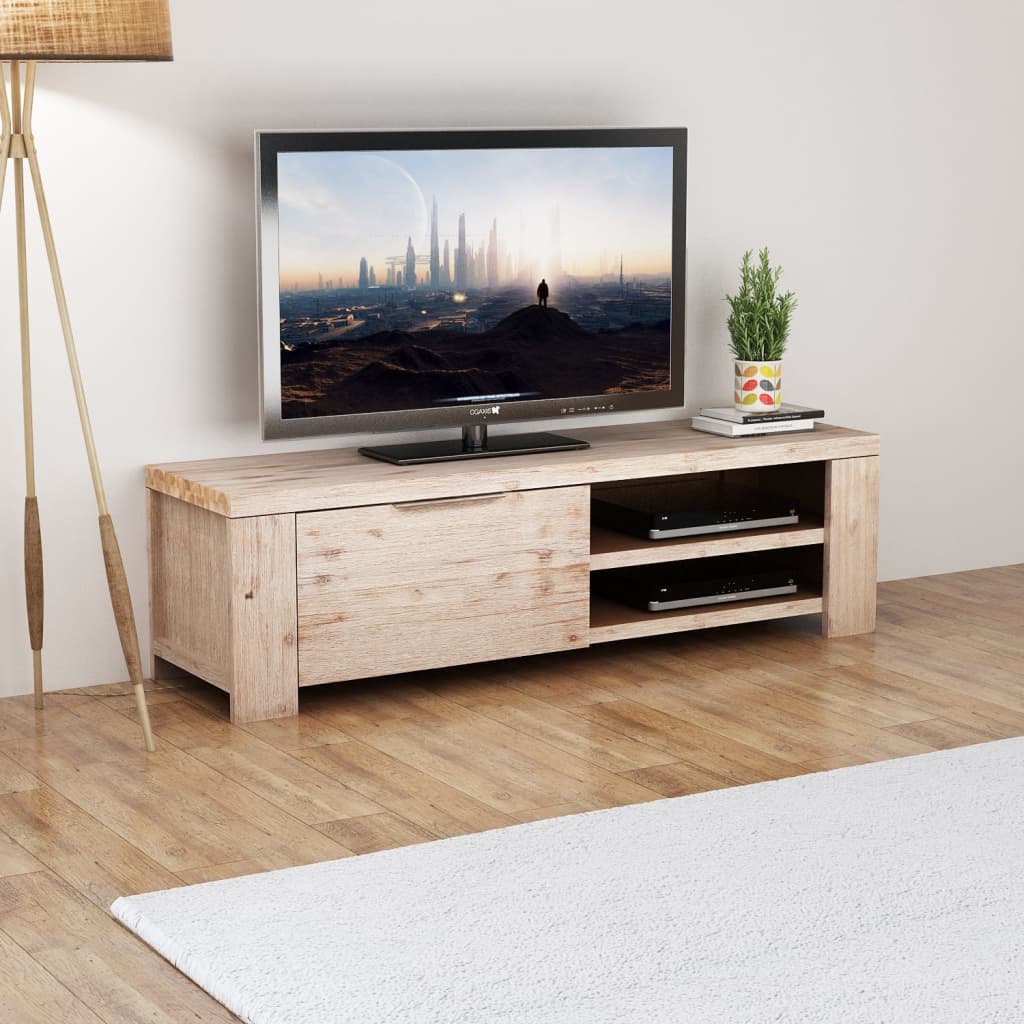 vidaXL TV galdiņš, 140x38x40 cm, matēts akācijas masīvkoks