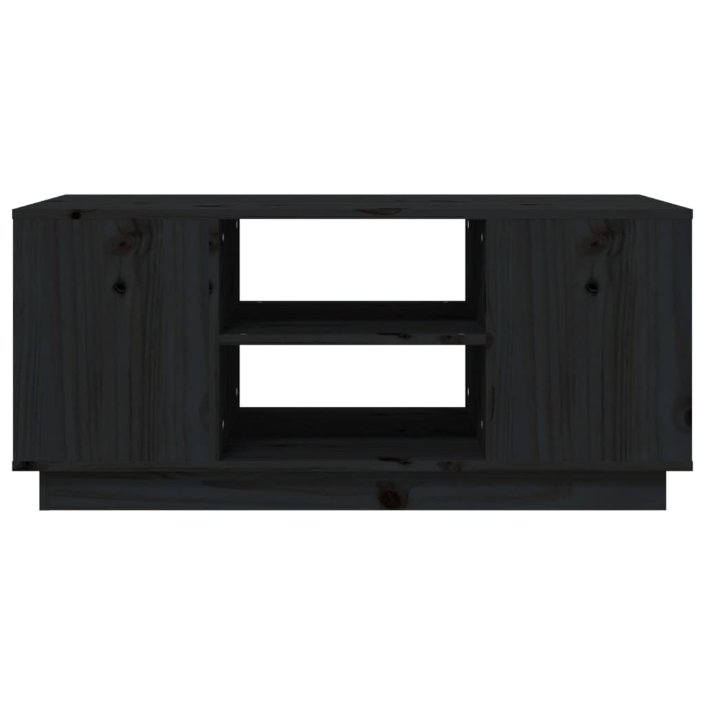 vidaXL kafijas galdiņš, melns, 90x49x40,5 cm, priedes masīvkoks