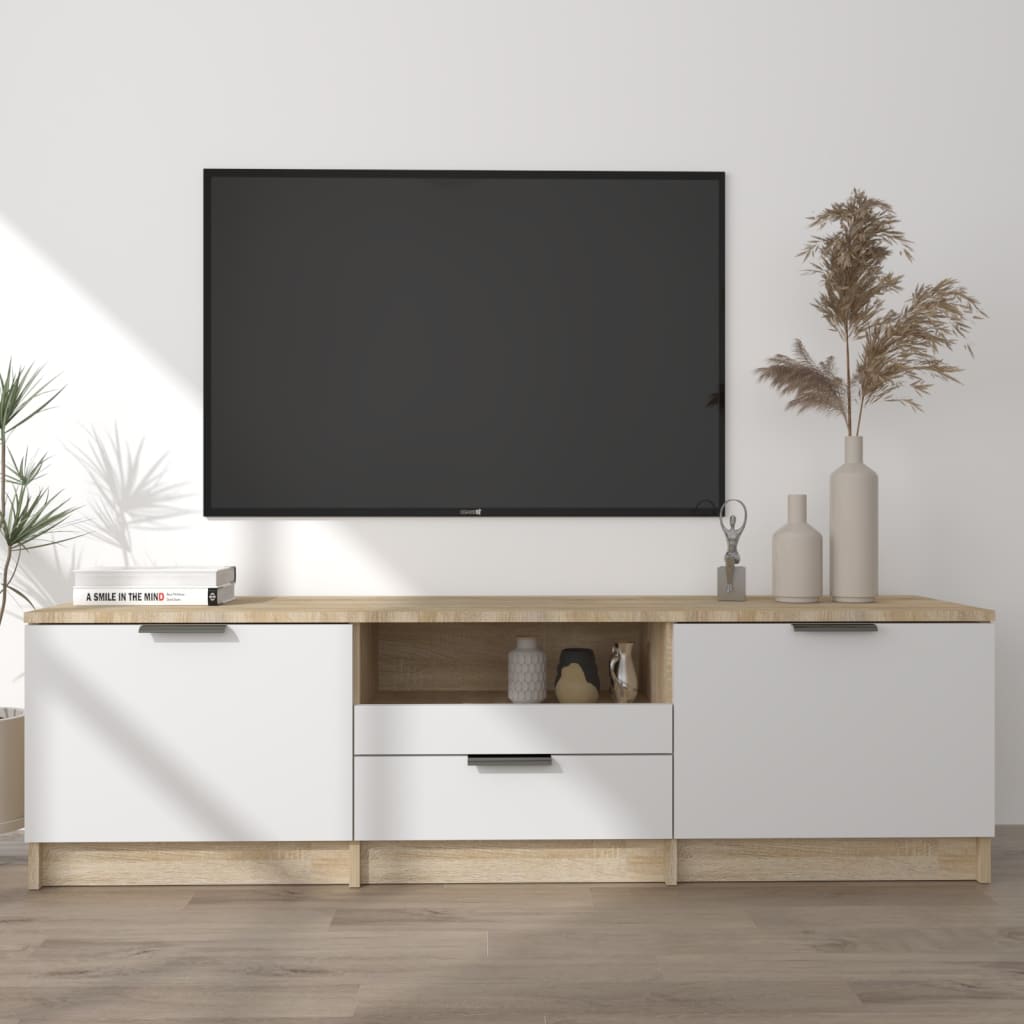 vidaXL TV skapītis, balts, ozolkoka, 140x35x40 cm, inženierijas koks
