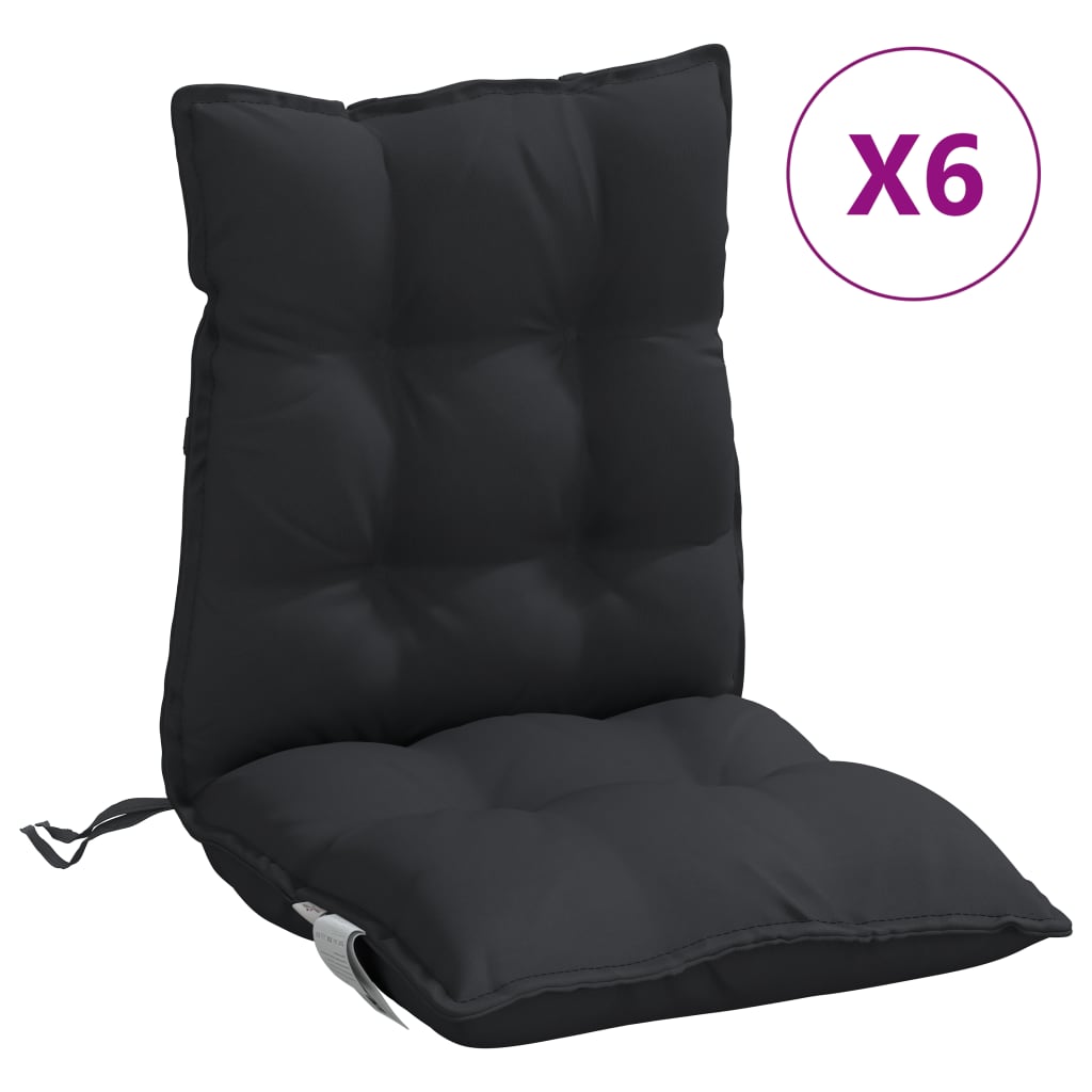 vidaXL dārza krēslu matrači, 6 gab., oksforda audum, melna