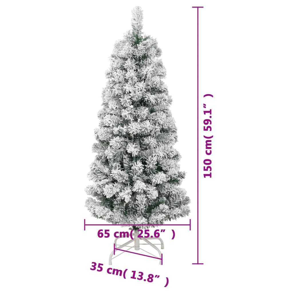 vidaXL mākslīgā Ziemassvētku egle ar sniegu, 150 cm, 150 LED