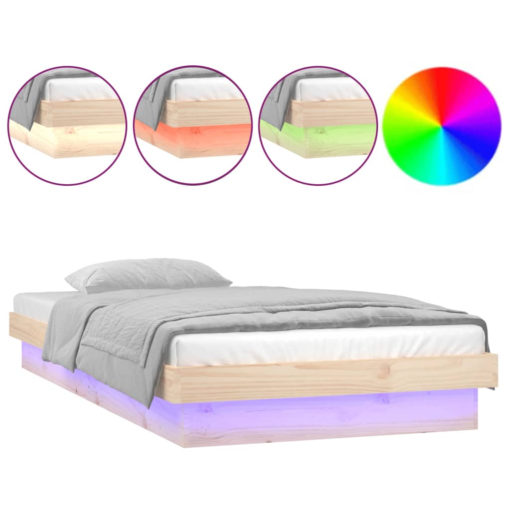 vidaXL gultas rāmis, LED, 100x200 cm, masīvkoks