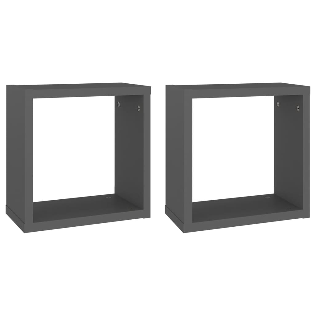 vidaXL kuba formas sienas plaukti, 2 gab., 30x15x30 cm, pelēki