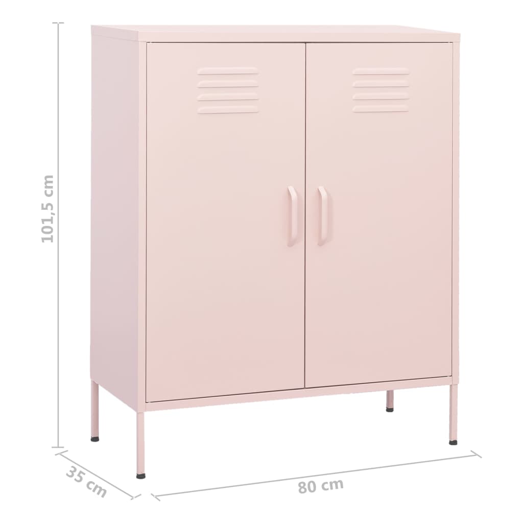 vidaXL skapītis, 80x35x101,5 cm, tērauds, rozā