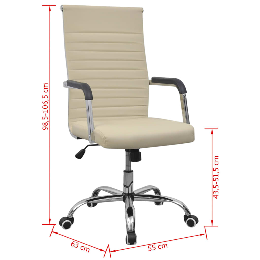 vidaXL mākslīgās ādas ofisa krēsls, 53 x 63 cm, krēmkrāsā