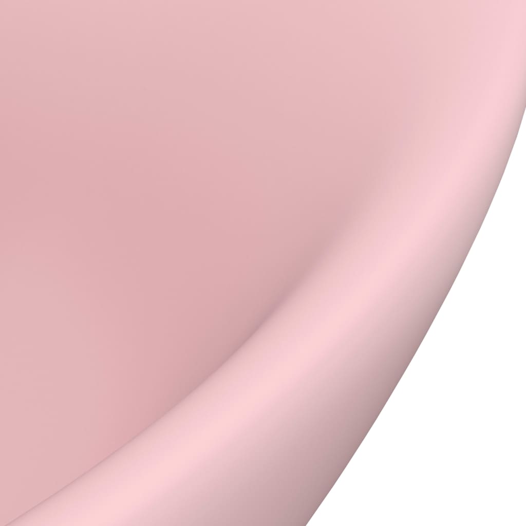 vidaXL izlietne, 58,5x39 cm, ovāla, matēta rozā keramika