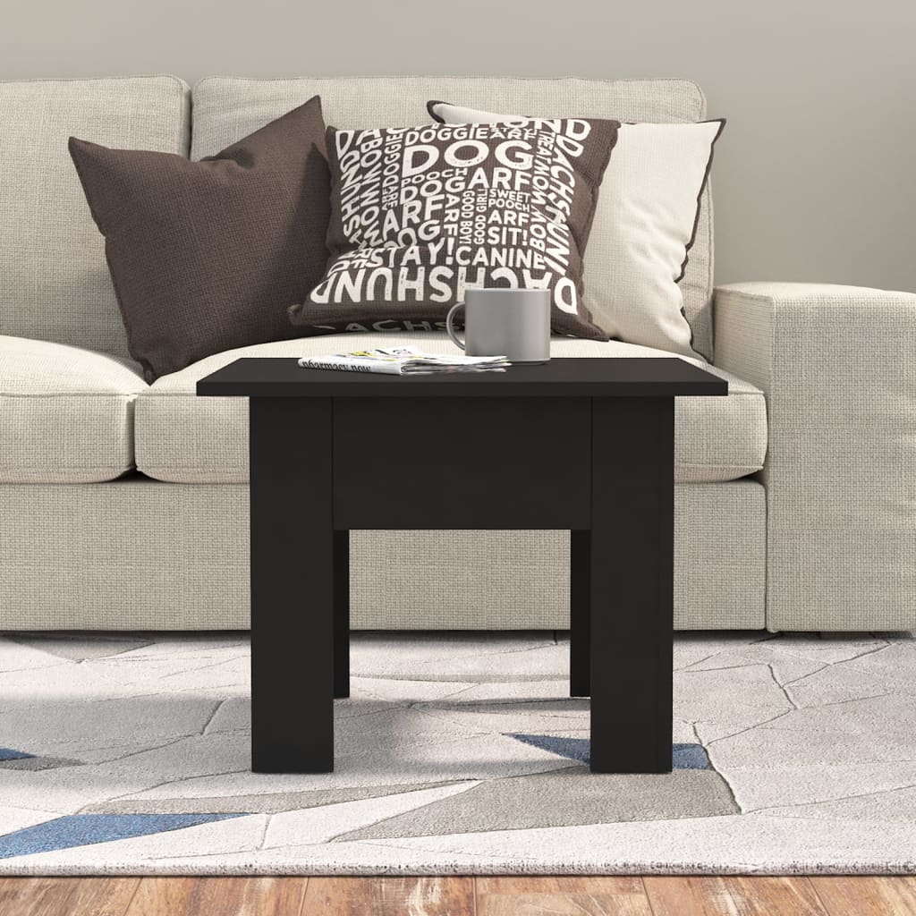 vidaXL kafijas galdiņš, melns, 55x55x42 cm, skaidu plāksne