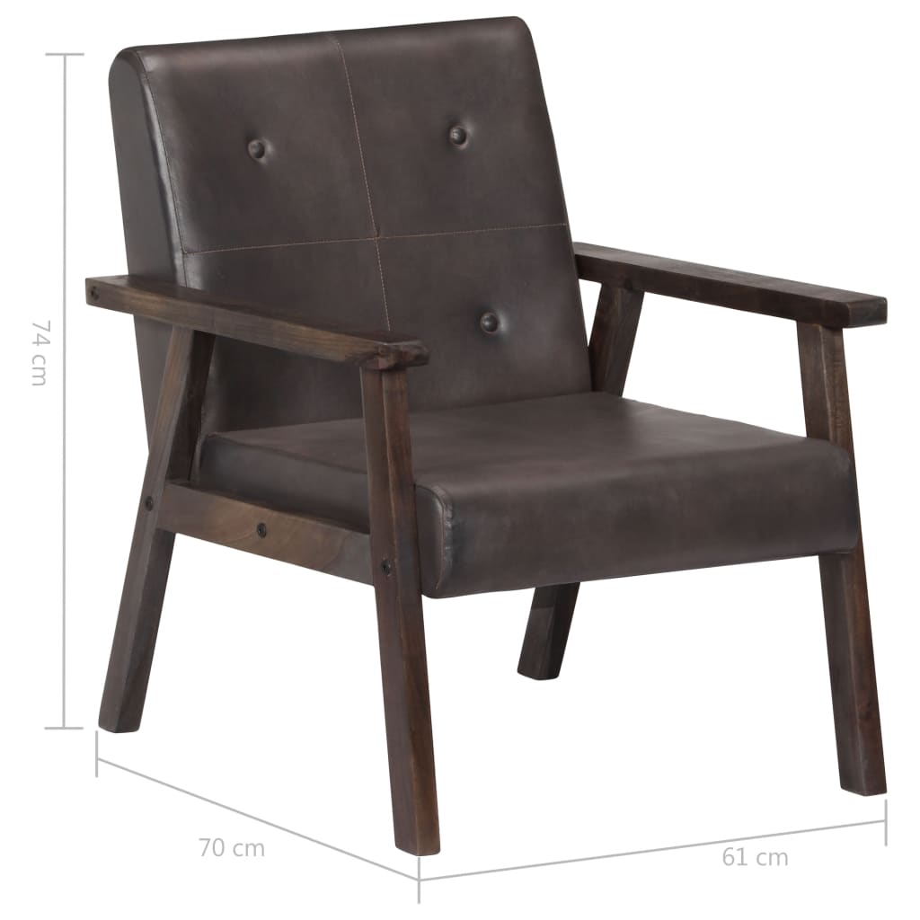 vidaXL atpūtas krēsls, pelēka dabīgā āda
