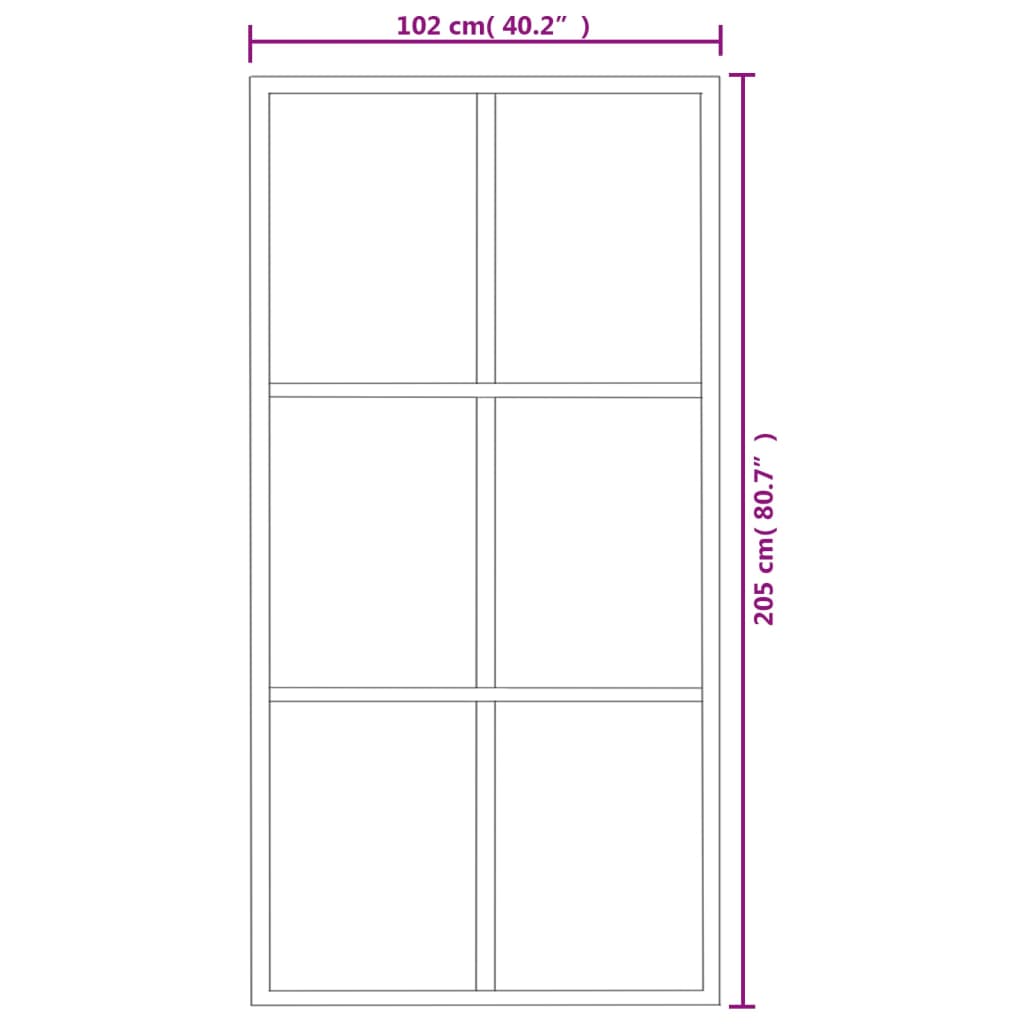 vidaXL bīdāmās durvis, 102x205 cm, ESG stikls, melns alumīnijs