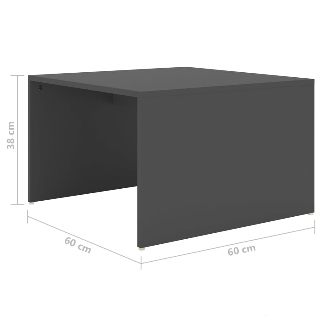 vidaXL kafijas galdiņu komplekts, pelēks, 60x60x38 cm, skaidu plātne