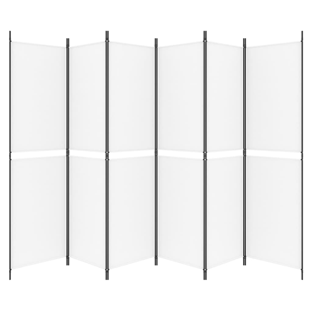 vidaXL 6 paneļu istabas aizslietnis, balts, 300x200 cm, audums