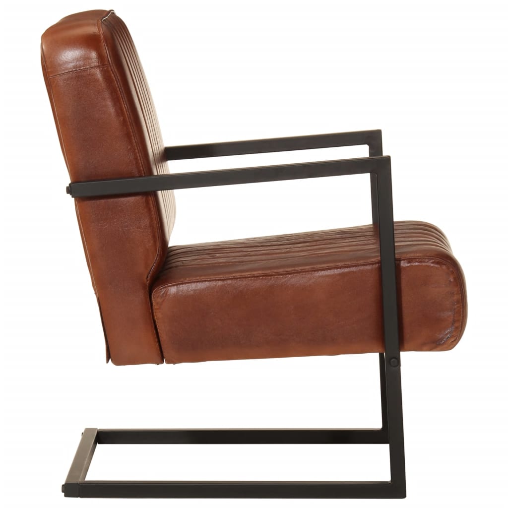 vidaXL atpūtas krēsls, brūna dabīgā āda