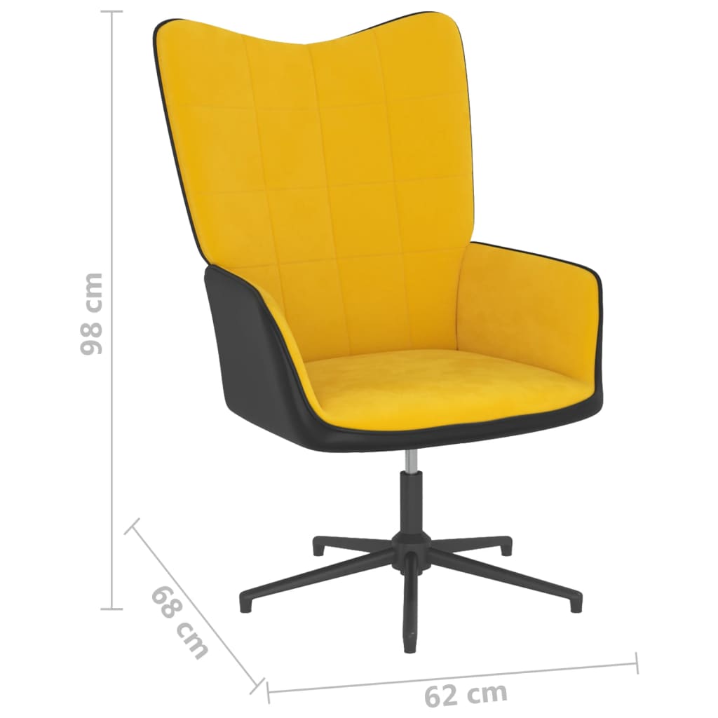 vidaXL atpūtas krēsls ar kāju balstu, sinepju dzeltens, samts un PVC