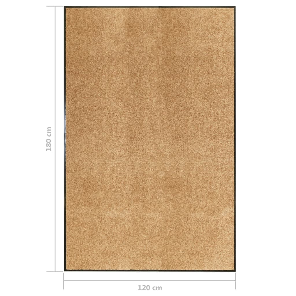 vidaXL durvju paklājs, mazgājams, krēmkrāsā, 120x180 cm
