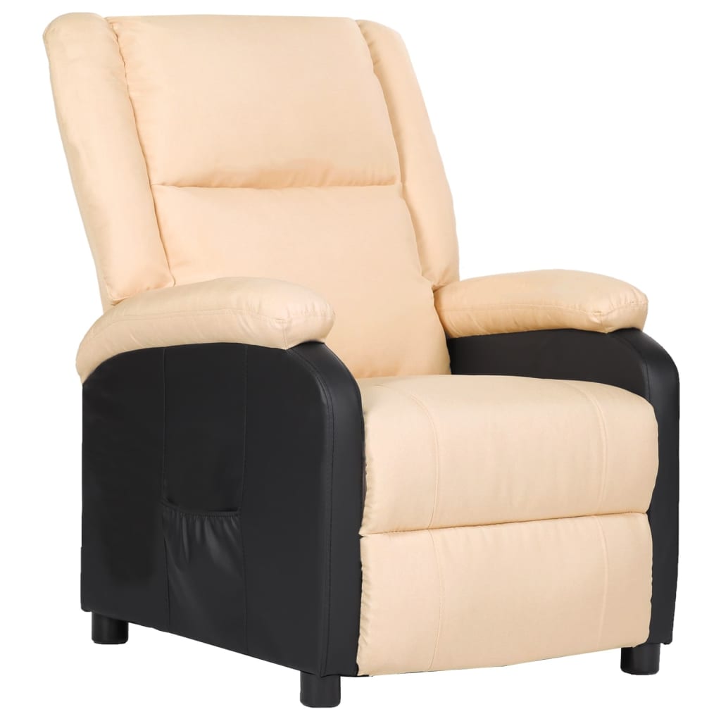 vidaXL elektrisks TV krēsls, krēmkrāsas, mākslīgā āda un audums