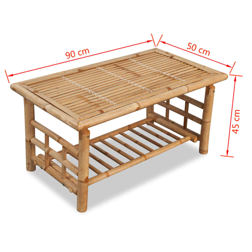 vidaXL kafijas galdiņš, 90x50x45 cm, bambuss