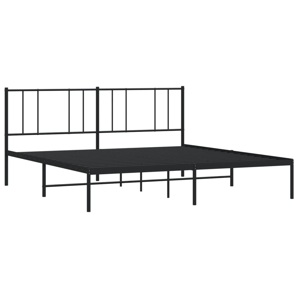vidaXL gultas rāmis ar galvgali, melns metāls, 180x200 cm