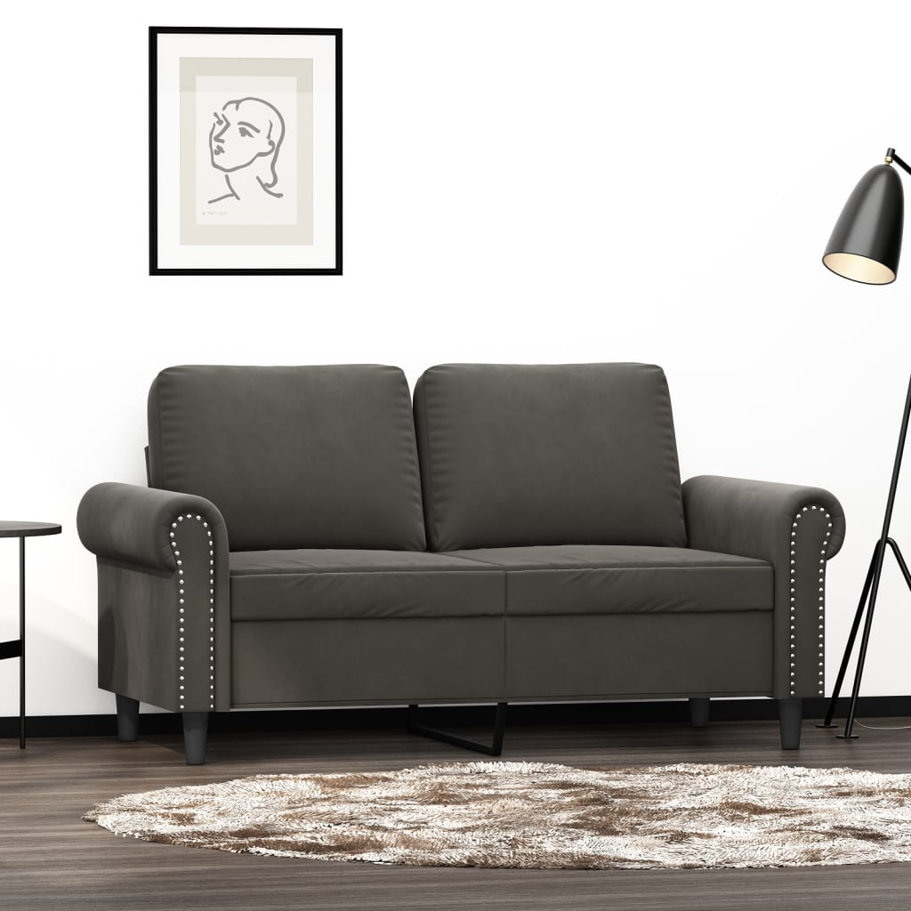 vidaXL divvietīgs dīvāns, tumši pelēks, 120 cm, samts
