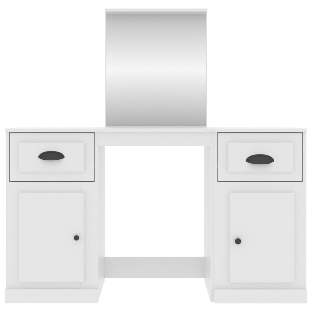 vidaXL galdiņš ar spoguli, 130x50x132,5 cm, balts