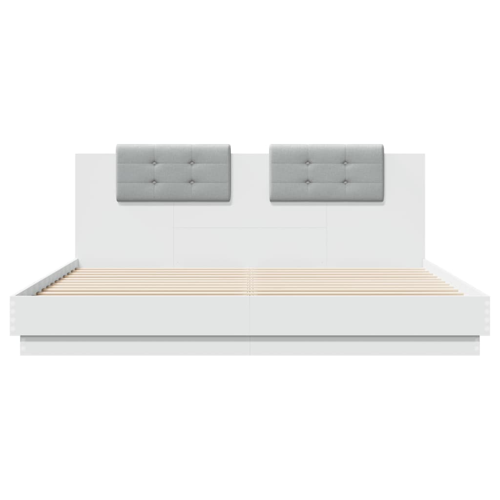 vidaXL gultas rāmis ar galvgali un LED, balts, 180x200 cm