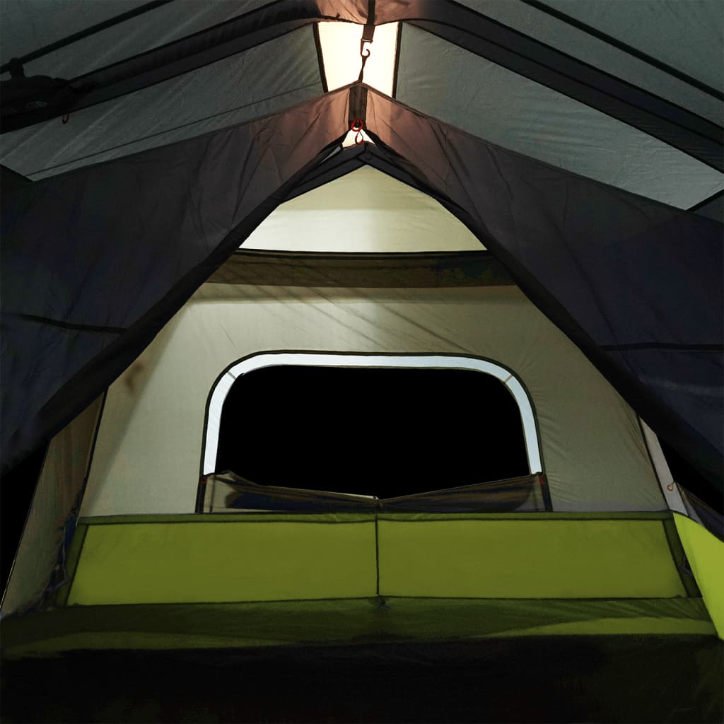 vidaXL kempinga telts ar LED, 10 personām, gaiši zaļa