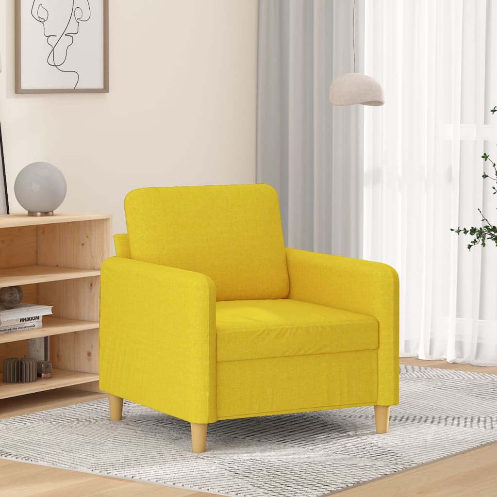 vidaXL atpūtas krēsls, 60 cm, gaiši dzeltens audums
