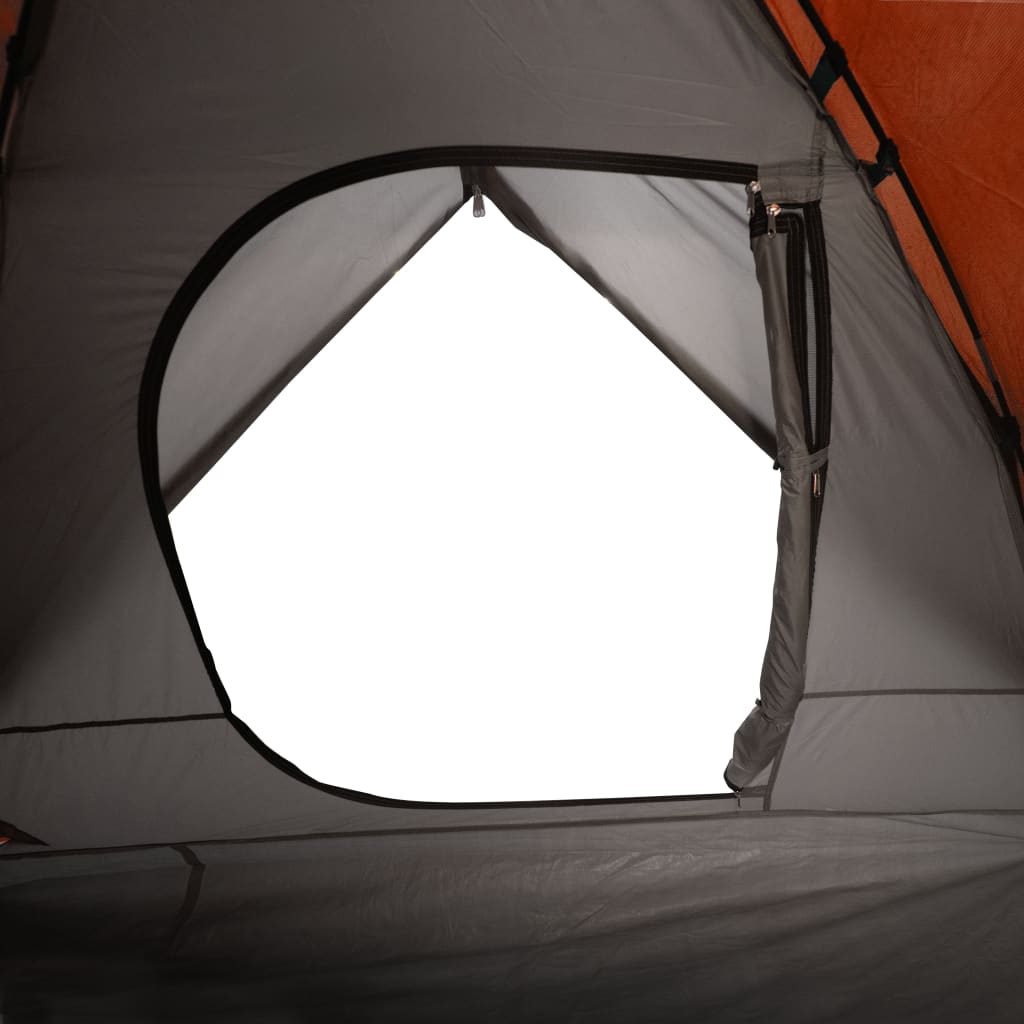 vidaXL kempinga telts, 6 personām, pelēka, oranža, ūdensizturīga