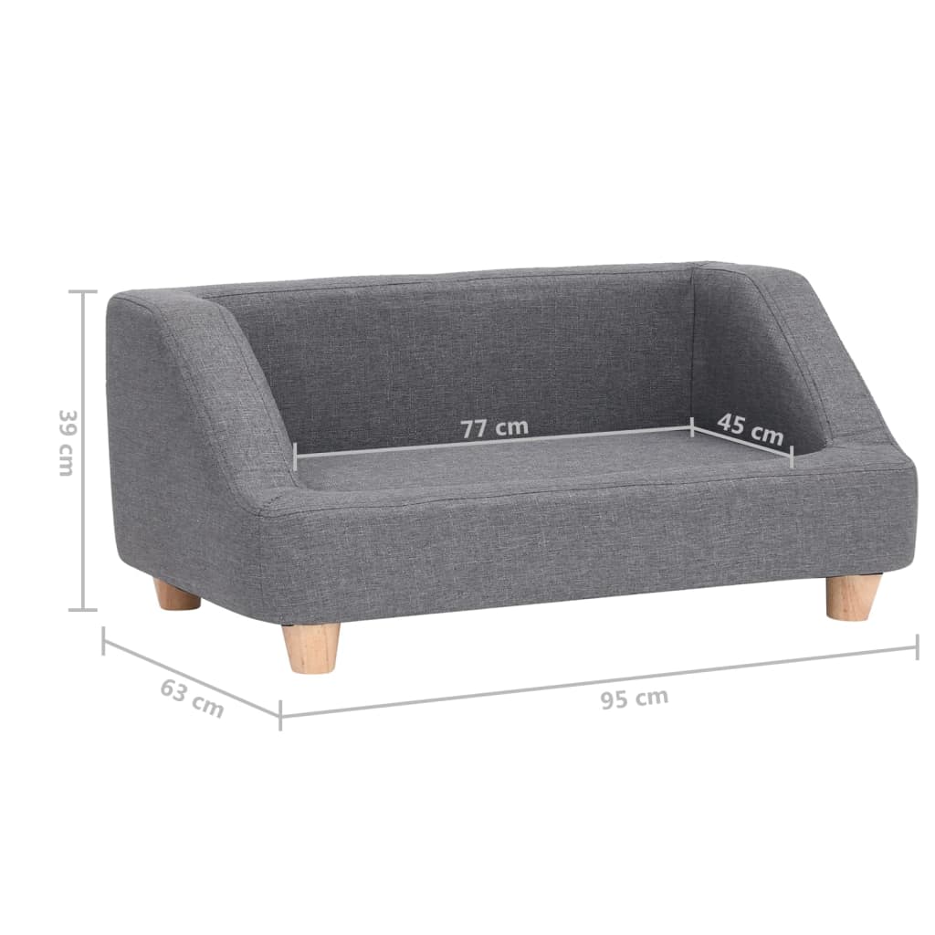 vidaXL suņu dīvāns, pelēks, 95x63x39 cm, lins