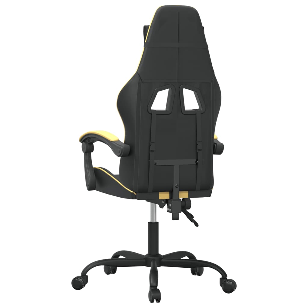 vidaXL datorspēļu krēsls, melna un zeltaina mākslīgā āda