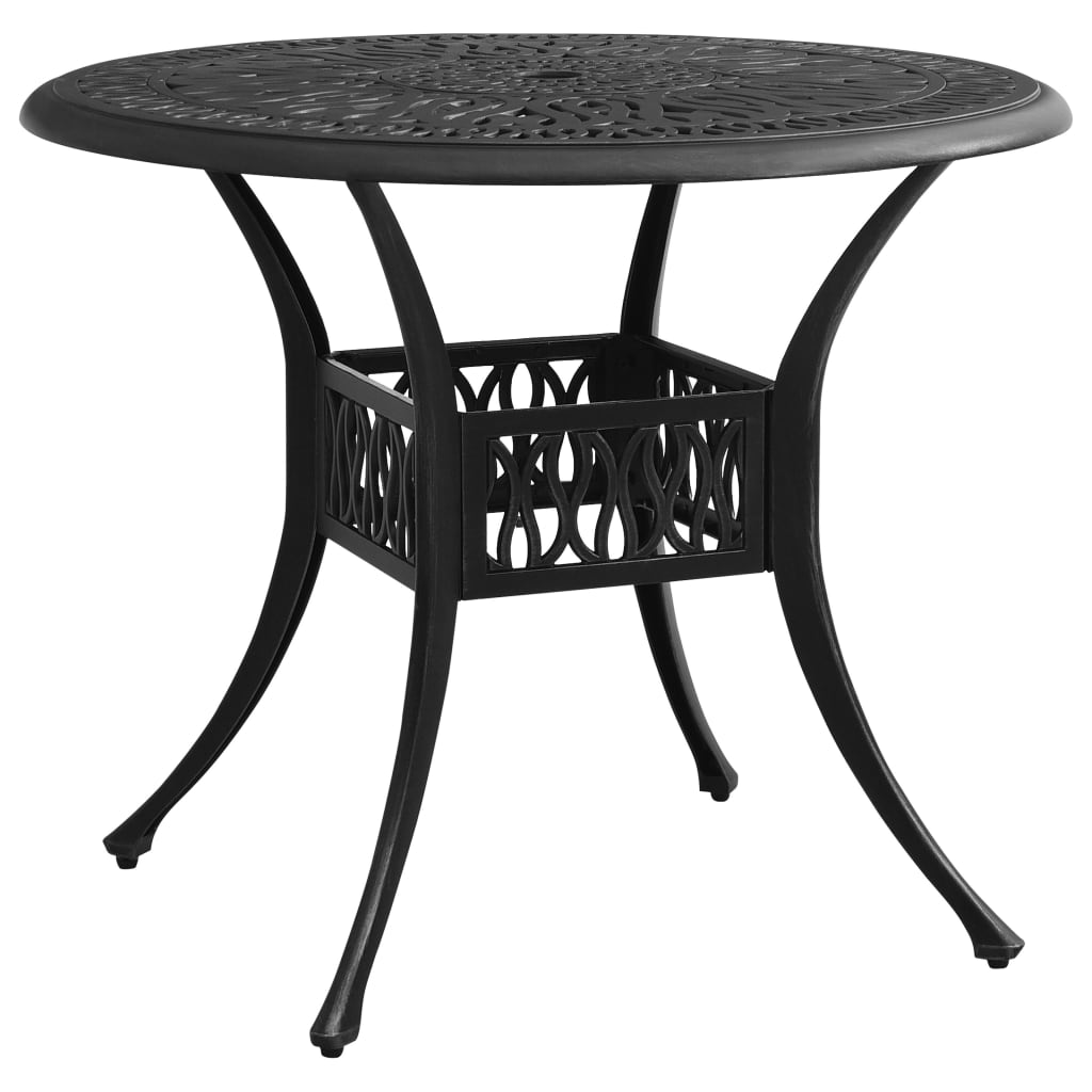 vidaXL dārza galds, melns, 90x90x74 cm, liets alumīnijs