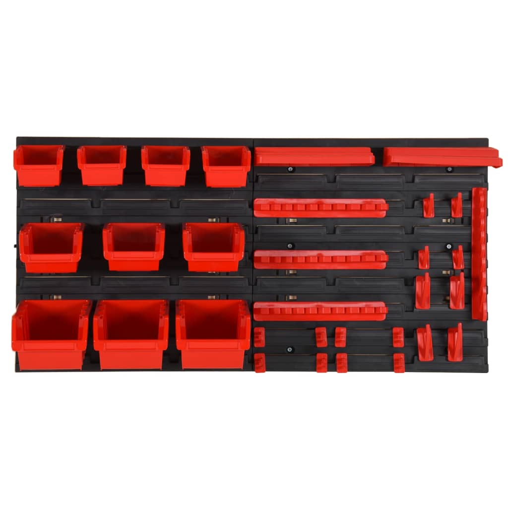 vidaXL instrumentu plaukts, melns ar sarkanu, 35 daļas, 77x39 cm